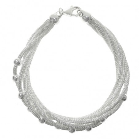 Pulsera Plata de Ley 925 malla trenzada con bolas