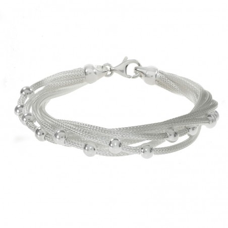 Pulsera Plata de Ley 925 malla trenzada con bolas