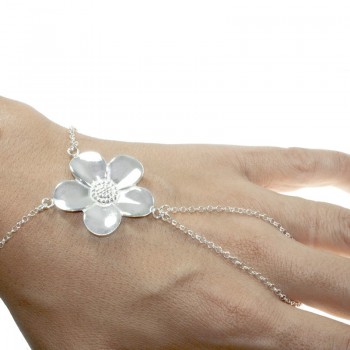 Pulsera-anillo Plata de Ley 925 flor 2