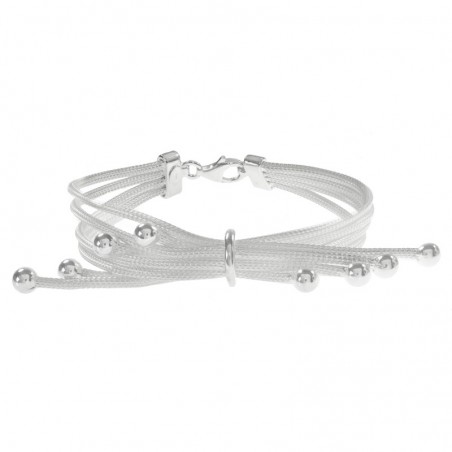 Pulsera Plata de Ley 925 malla cuatro líneas