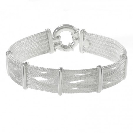 Pulsera Plata de Ley 925 malla trenzada cinco líneas
