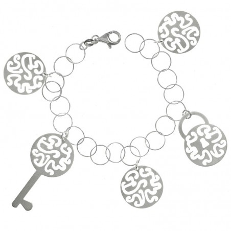 Pulsera Plata de Ley 925 llave y candado