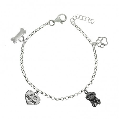 Pulsera para amantes de los perros Plata de Ley 925
