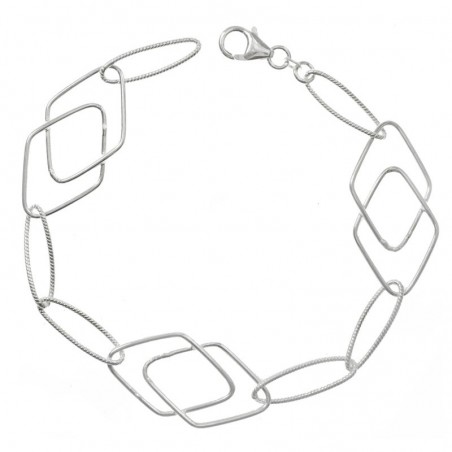 Pulsera Plata de Ley 925 rombo y óvalo