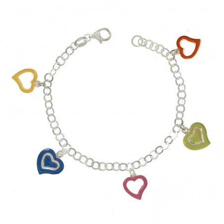 Pulsera Plata de Ley 925 corazones