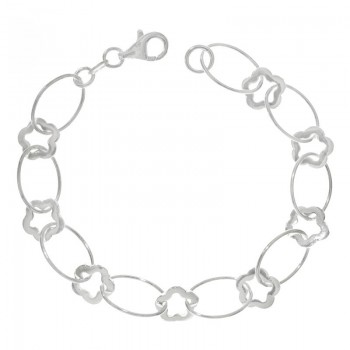 Pulsera Plata de Ley 925 flor y óvalo