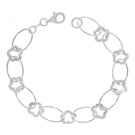 Pulsera Plata de Ley 925 flor y óvalo