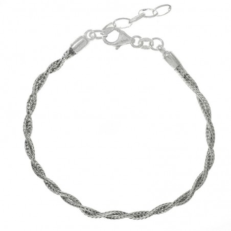 Pulsera Plata de Ley 925 rodiada trenzada