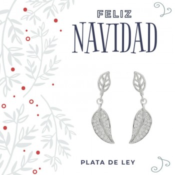 Pendientes hojas brillo Plata de Ley