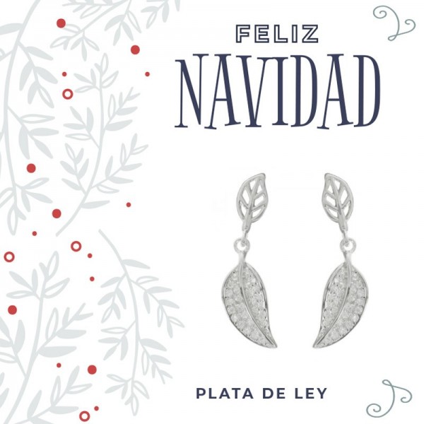 Pendientes hojas brillo Plata de Ley