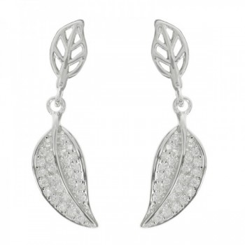 Pendientes hojas brillo Plata de Ley 2