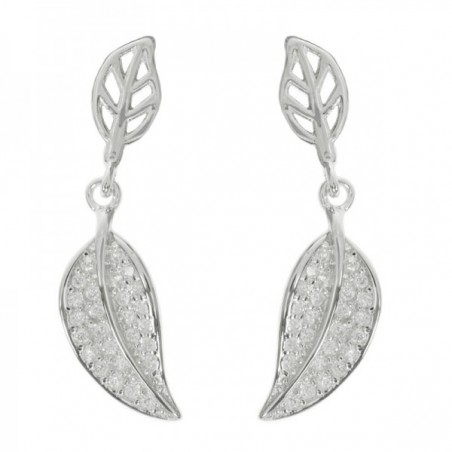 Pendientes hojas brillo Plata de Ley