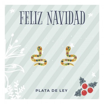 Pendientes serpiente dorados Plata de Ley