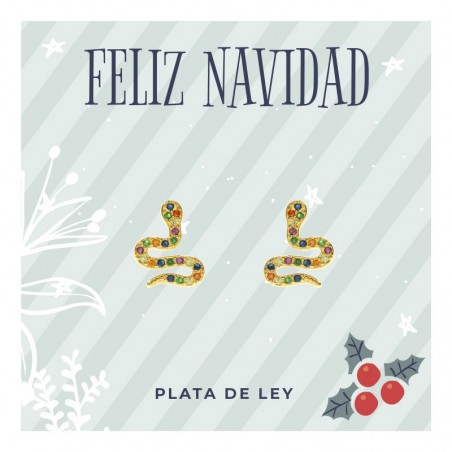 Pendientes serpiente dorados Plata de Ley
