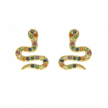 Pendientes serpiente dorados Plata de Ley 2