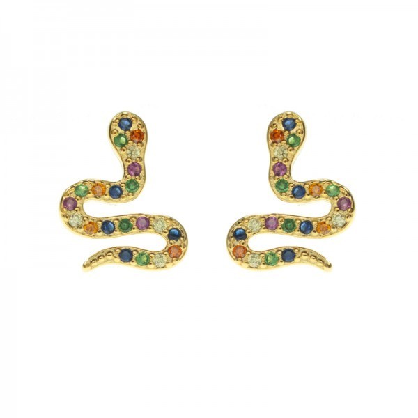 Pendientes serpiente dorados Plata de Ley