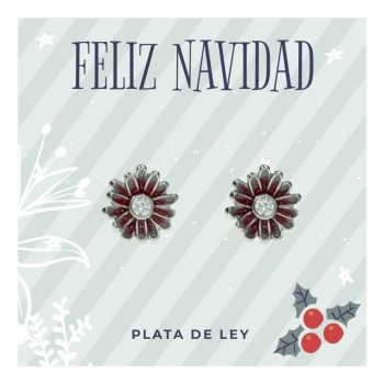 Pendientes red flower Plata de Ley