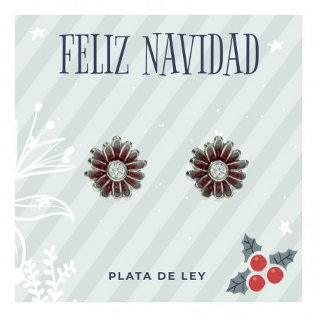 Pendientes red flower Plata de Ley