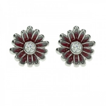 Pendientes red flower Plata de Ley 2