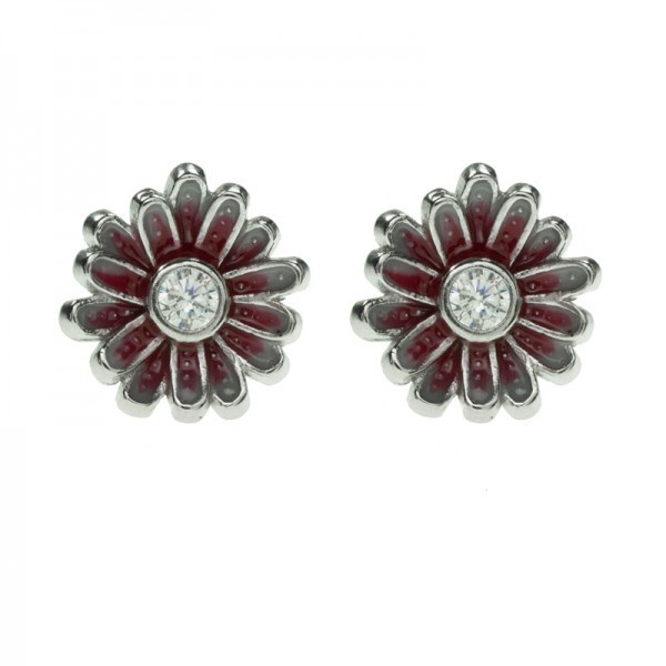Pendientes red flower Plata de Ley