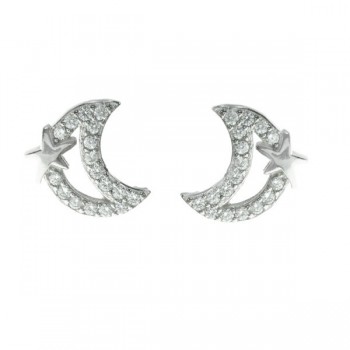 Pendientes luna brillo Plata de Ley 2