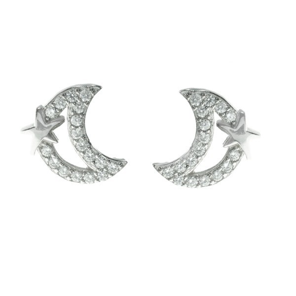 Pendientes luna brillo Plata de Ley