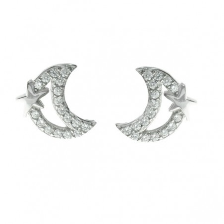 Pendientes luna brillo Plata de Ley