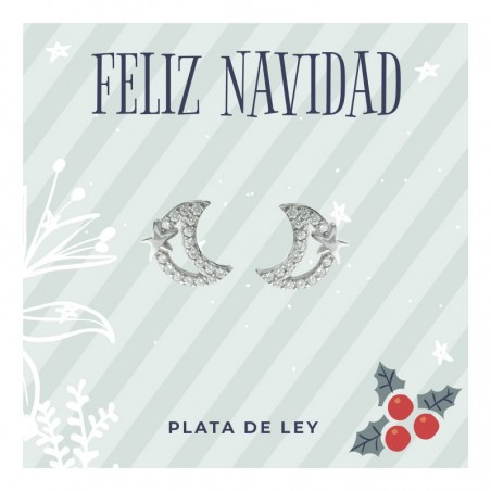Pendientes luna brillo Plata de Ley