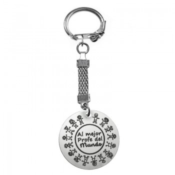 Llavero al mejor profe del mundo de acero inoxidable