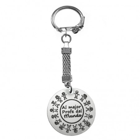 Llavero al mejor profe del mundo de acero inoxidable