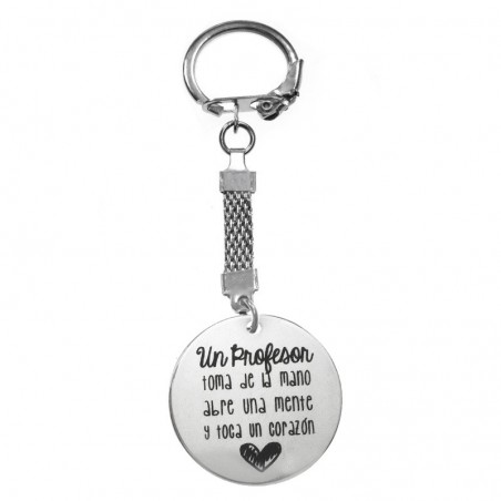 Llavero día del profesor con mensaje Acero inoxidable