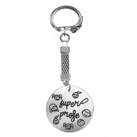Llavero Super Profe Acero inoxidable