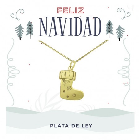 Collar calcetín navideño Plata de Ley - Karissma