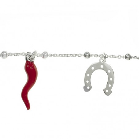Pulsera Buena Suerte cornicello Plata de Ley 925 | Karissma