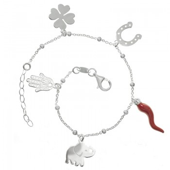 Pulsera Buena Suerte cornicello Plata de Ley 925 | Karissma
