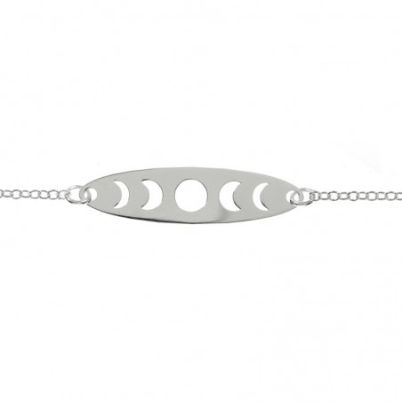 Pulsera ajustable diseño fases lunares fabricada en Plata de Ley 925 | Karissma