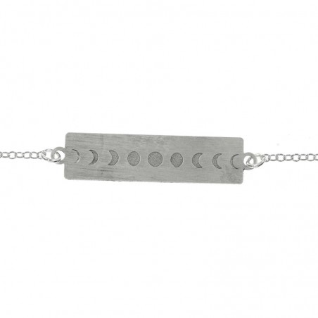 Pulsera ajustable diseño rectangular con fases lunares fabricada en Plata de Ley 925 | Karissma