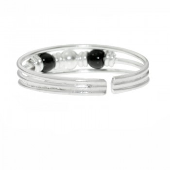 Anillo triple hilo bolitas Plata de Ley - Karissma 2