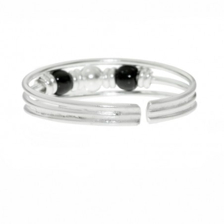 Anillo triple hilo bolitas Plata de Ley - Karissma