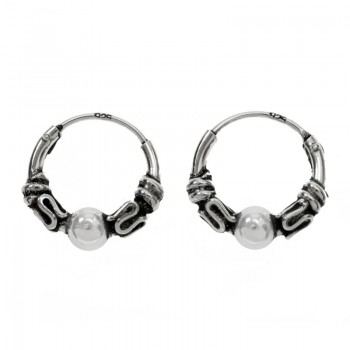 Aros mini Balinés con bola Plata de Ley - Karissma