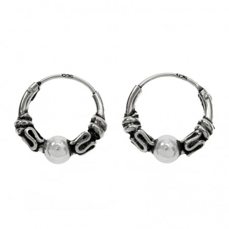 Aros mini Balinés con bola Plata de Ley - Karissma