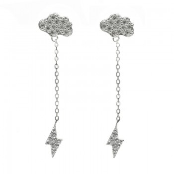 Pendientes nube con rayo Plata de Ley - Karissma