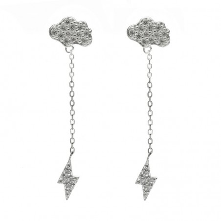 Pendientes nube con rayo Plata de Ley - Karissma