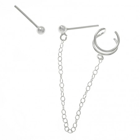 Pendientes ear cuff con cadena Plata de Ley - Karissma