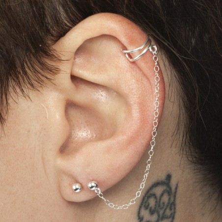 Pendientes ear cuff con cadena Plata de Ley - Karissma