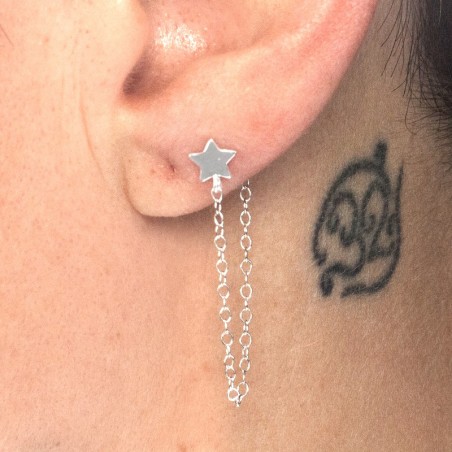 Pendientes asimétricos estrella mini Plata de Ley - Karissma