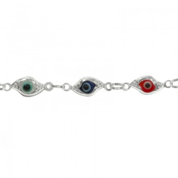 Pulsera ojos turcos multicolor mini Plata de Ley | Karissma 2