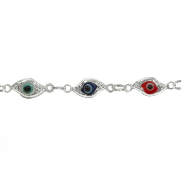 Pulsera ojos turcos multicolor mini Plata de Ley | Karissma