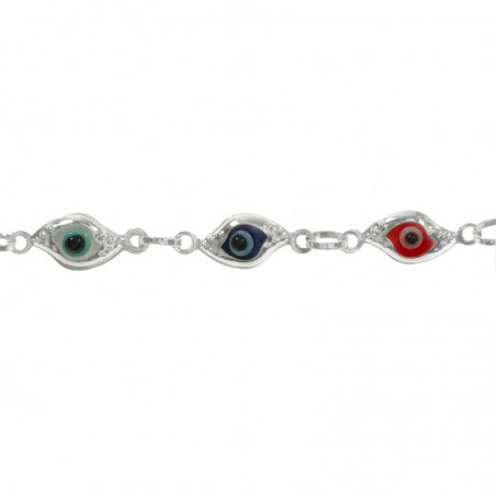 Pulsera ojos turcos multicolor mini Plata de Ley | Karissma
