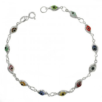Pulsera ojos turcos multicolor mini Plata de Ley | Karissma